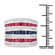 3.36 Carat Genuine Multi Stones .925 Sterling Silver Ring