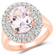 5.48 Carat Genuine Kunzite and White Topaz .925 Sterling Silver Ring