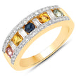 1.53 Carat Genuine Multi Sapphire .925 Sterling Silver Ring