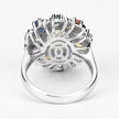 3.92 Carat Genuine Ethiopian Opal, Multi Sapphire and White Diamond .925 Sterling Silver Ring