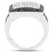 0.61 Carat Genuine Black Diamond and White Diamond .925 Sterling Silver Ring