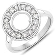 0.48 Carat Genuine White Diamond 14K White Gold Semi Mount Ring - holds 8.00mm Round Gemstone