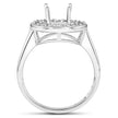 0.48 Carat Genuine White Diamond 14K White Gold Semi Mount Ring - holds 8.00mm Round Gemstone