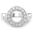 0.48 Carat Genuine White Diamond 14K White Gold Semi Mount Ring - holds 8.00mm Round Gemstone