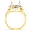 0.48 Carat Genuine White Diamond 14K Yellow Gold Semi Mount Ring - holds 8x8mm Cushion Gemstone