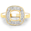 0.48 Carat Genuine White Diamond 14K Yellow Gold Semi Mount Ring - holds 8x8mm Cushion Gemstone
