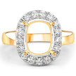 0.51 Carat Genuine White Diamond 14K Yellow Gold Semi Mount Ring - holds 10x8mm Cushion Gemstone