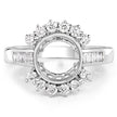 0.58 Carat Genuine White Diamond 14K White Gold Semi Mount Ring - holds 9.00mm Round Gemstone