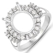 0.83 Carat Genuine White Diamond 14K White Gold Semi Mount Ring - holds 11x9mm Oval Gemstone