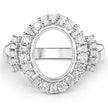 0.83 Carat Genuine White Diamond 14K White Gold Semi Mount Ring - holds 11x9mm Oval Gemstone