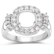 0.73 Carat Genuine White Diamond 14K White Gold Semi Mount Ring - holds 8x8mm Cushion Gemstone