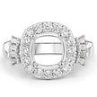 0.73 Carat Genuine White Diamond 14K White Gold Semi Mount Ring - holds 8x8mm Cushion Gemstone