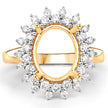 0.79 Carat Genuine White Diamond 14K Yellow Gold Semi Mount Ring - holds 11x9mm Oval Gemstone