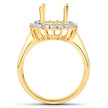 0.54 Carat Genuine White Diamond 14K Yellow Gold Semi Mount Ring - holds 11x9mm Oval Gemstone