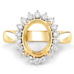 0.54 Carat Genuine White Diamond 14K Yellow Gold Semi Mount Ring - holds 11x9mm Oval Gemstone