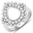 0.89 Carat Genuine White Diamond 14K White Gold Semi Mount Ring - holds 11x9mm Pear Gemstone