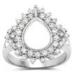 0.89 Carat Genuine White Diamond 14K White Gold Semi Mount Ring - holds 11x9mm Pear Gemstone