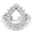 0.89 Carat Genuine White Diamond 14K White Gold Semi Mount Ring - holds 11x9mm Pear Gemstone