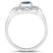 1.32 Carat Genuine London Blue Topaz and White Topaz .925 Sterling Silver Ring