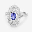 1.17 Carat Genuine Tanzanite and White Topaz .925 Sterling Silver Ring
