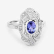 1.17 Carat Genuine Tanzanite and White Topaz .925 Sterling Silver Ring
