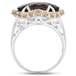 9.58 Carat Genuine Smoky Quartz and Citrine .925 Sterling Silver Ring