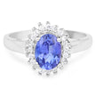 1.45 Carat Genuine Tanzanite and White Zircon .925 Sterling Silver Ring