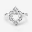 0.20 Carat Genuine White Diamond 14K White Gold Semi Mount Ring - holds 8x6mm Oval Gemstone