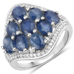 3.40 Carat Genuine Blue Sapphire and White Diamond .925 Sterling Silver Ring