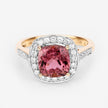 2.71 Carat Genuine Royal Pink Tourmaline and White Diamond 14K Yellow Gold Ring
