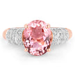 3.11 Carat Genuine Pink Tourmaline and White Diamond 14K Rose Gold Ring