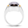 Two Tone Plated 5.51 Carat Genuine Smoky Quartz and White Topaz .925 Sterling Silver Ring