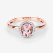 0.81 Carat Genuine Morganite and White Diamond 14K Rose Gold Ring