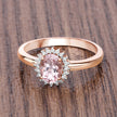 0.81 Carat Genuine Morganite and White Diamond 14K Rose Gold Ring