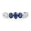 0.73 Carat Genuine Blue Sapphire and White Diamond 14K White Gold Ring