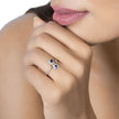 0.34 Carat Genuine Blue Sapphire and White Diamond 14K White Gold Ring