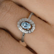 0.44 Carat Genuine Aquamarine and White Diamond 14K White Gold Ring