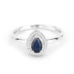 0.48 Carat Genuine Blue Sapphire and White Diamond 14K White Gold Ring