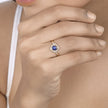 0.73 Carat Genuine Blue Sapphire and White Diamond 14K Yellow Gold Ring