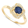 0.73 Carat Genuine Blue Sapphire and White Diamond 14K Yellow Gold Ring