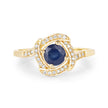 0.73 Carat Genuine Blue Sapphire and White Diamond 14K Yellow Gold Ring