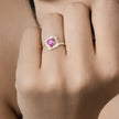 0.63 Carat Genuine Ruby and White Diamond 14K Yellow Gold Ring