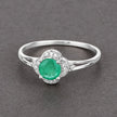 0.46 Carat Genuine Zambian Emerald and White Diamond 14K White Gold Ring