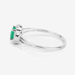 0.46 Carat Genuine Zambian Emerald and White Diamond 14K White Gold Ring