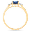 1.08 Carat Genuine Blue Sapphire and White Diamond 14K Yellow Gold Ring