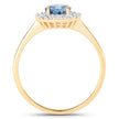 1.03 Carat Genuine Blue Sapphire and White Diamond 14K Yellow Gold Ring