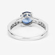 1.90 Carat Genuine Blue Sapphire and White Diamond 14K White Gold Ring