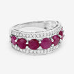 3.24 Carat Genuine Ruby and White Diamond 14K White Gold Ring