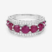 3.24 Carat Genuine Ruby and White Diamond 14K White Gold Ring