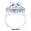 7.41 Carat Genuine Blue Topaz and Tanzanite .925 Sterling Silver Ring